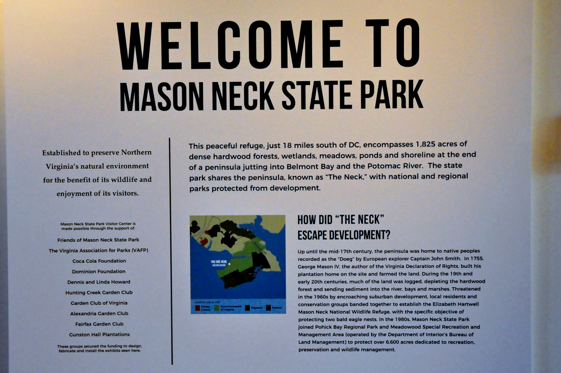 Welcome to Mason Neck State Park info sign